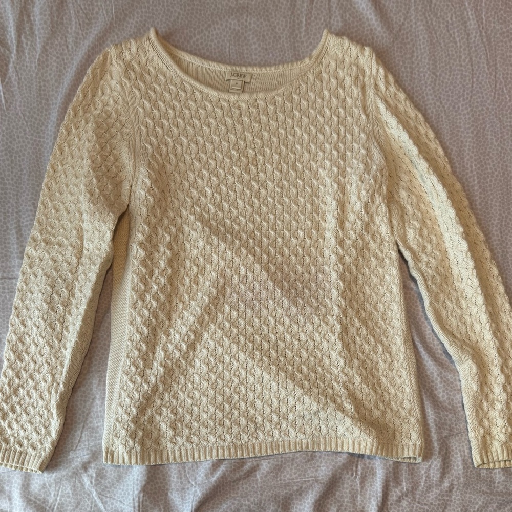J.Crew Cable-Knit Sweater - Ivory/Cream - Size M